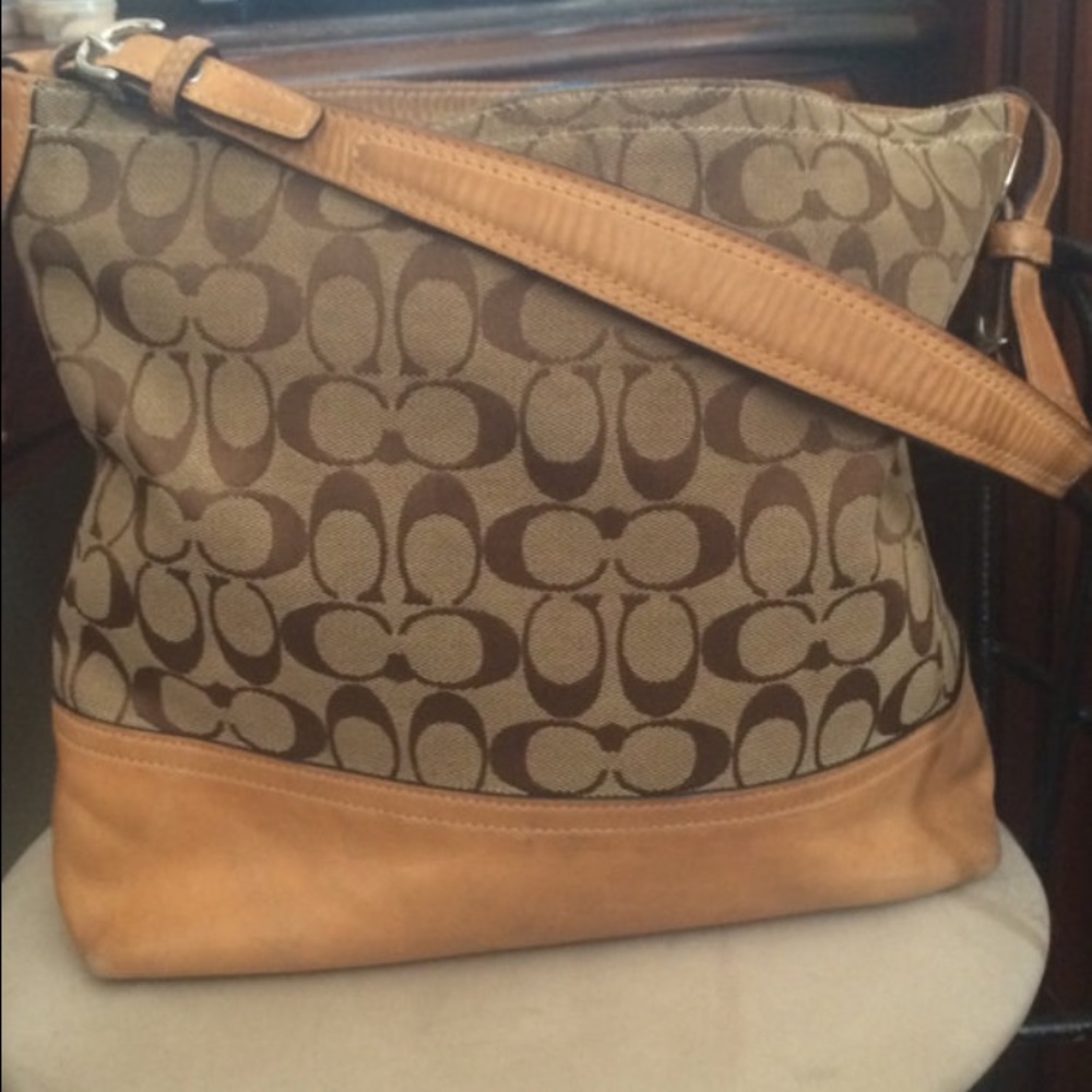 COPY - Large canvas monogrammed Coach satchel